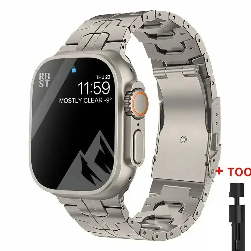Titanium Strap for Apple Watch Ultra2 49mm 45 46 44mm 38mm 41mm Band Luxury Men's Style Bracelet for IWatch SE 10 9 8 7 6 5 4 3