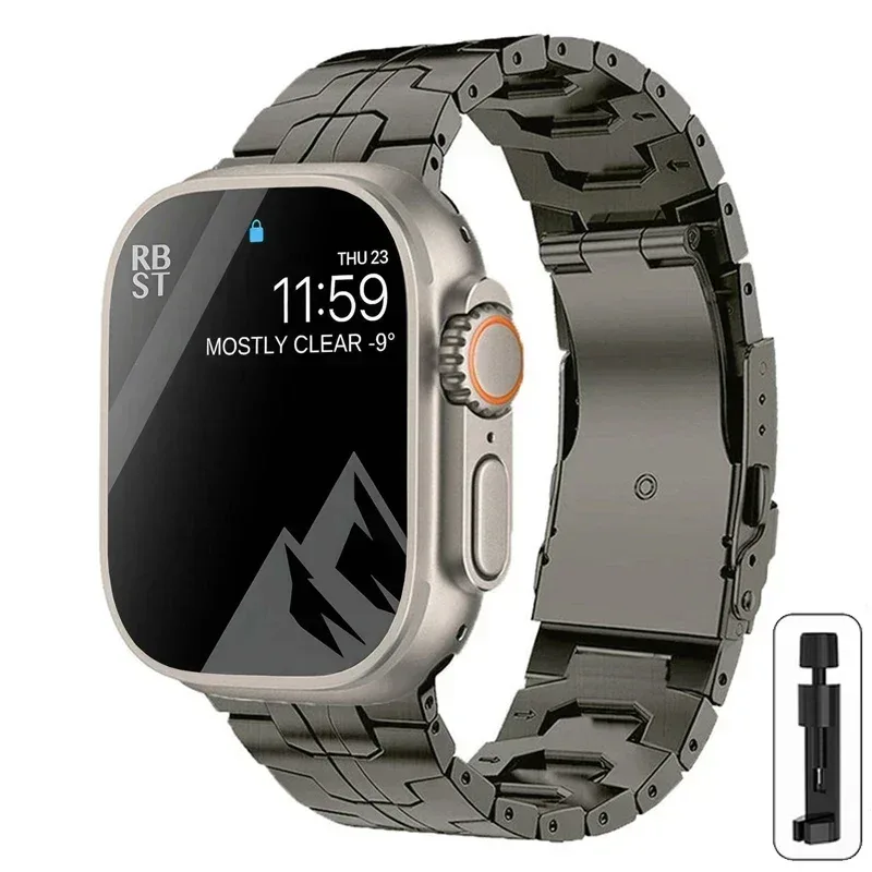Titanium Strap for Apple Watch Ultra2 49mm 45 46 44mm 38mm 41mm Band Luxury Men's Style Bracelet for IWatch SE 10 9 8 7 6 5 4 3