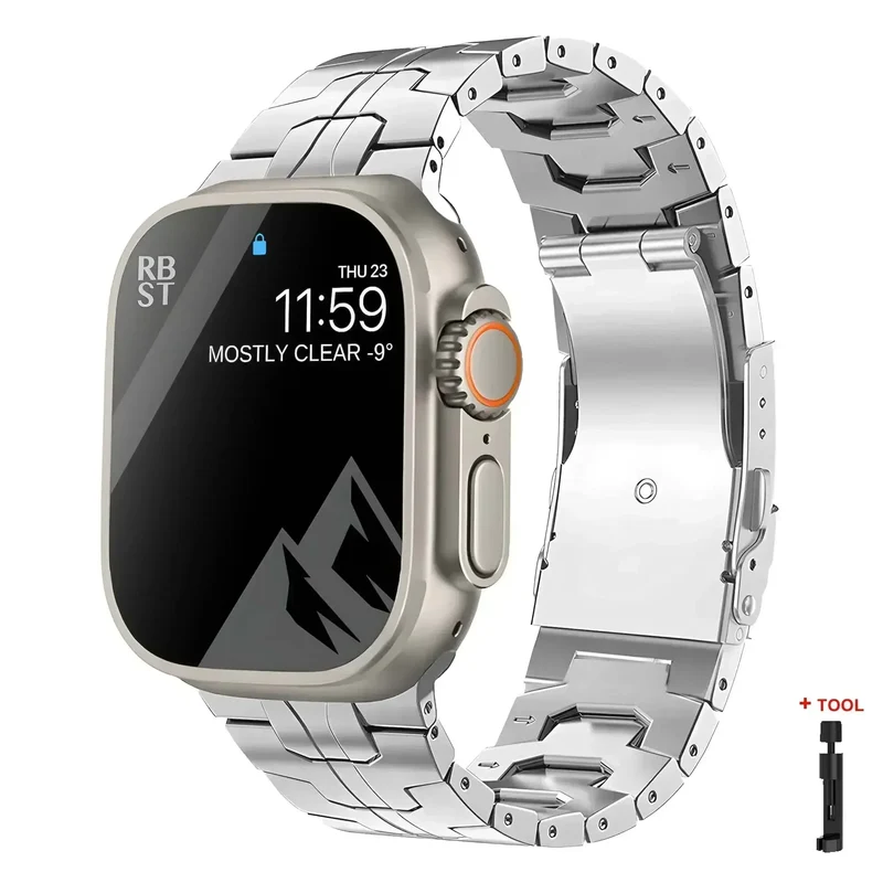 Titanium Strap for Apple Watch Ultra2 49mm 45 46 44mm 38mm 41mm Band Luxury Men's Style Bracelet for IWatch SE 10 9 8 7 6 5 4 3