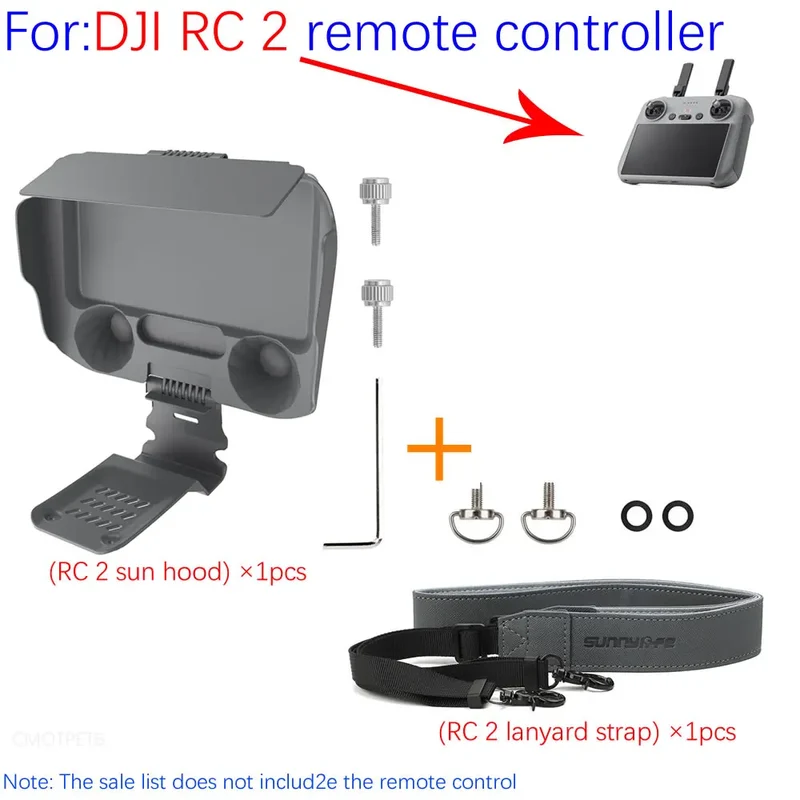 Controller Cover for DJI AIR 3 RC 2 Sun Hood for DJI RC Remote Controller Cover Lanyard Strap Tempered Glass Case Accessories