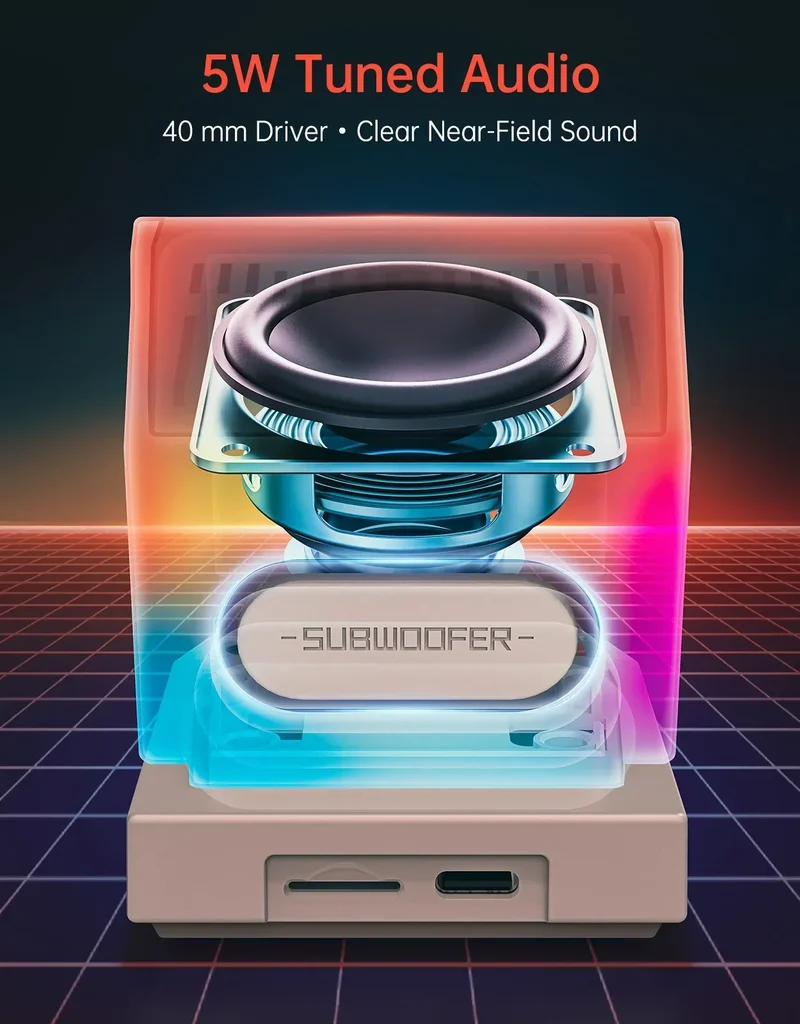 Divoom MiniToo Retro Bluetooth Speaker Portable Pixel Display Music Box Retro Computer Style Speaker Gift