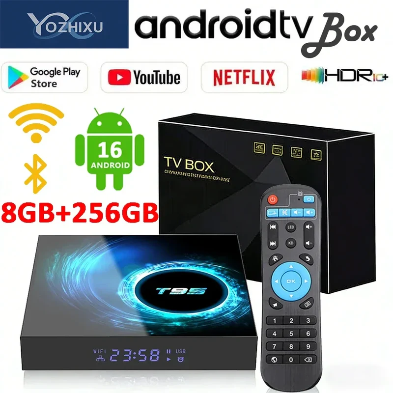 2026 New Android TV Box T95 Allwinner H616 Android 16 8GB+256GB Dual Wifi BT5.4 Ultra HD Smart Home Theater TV Box Media Player