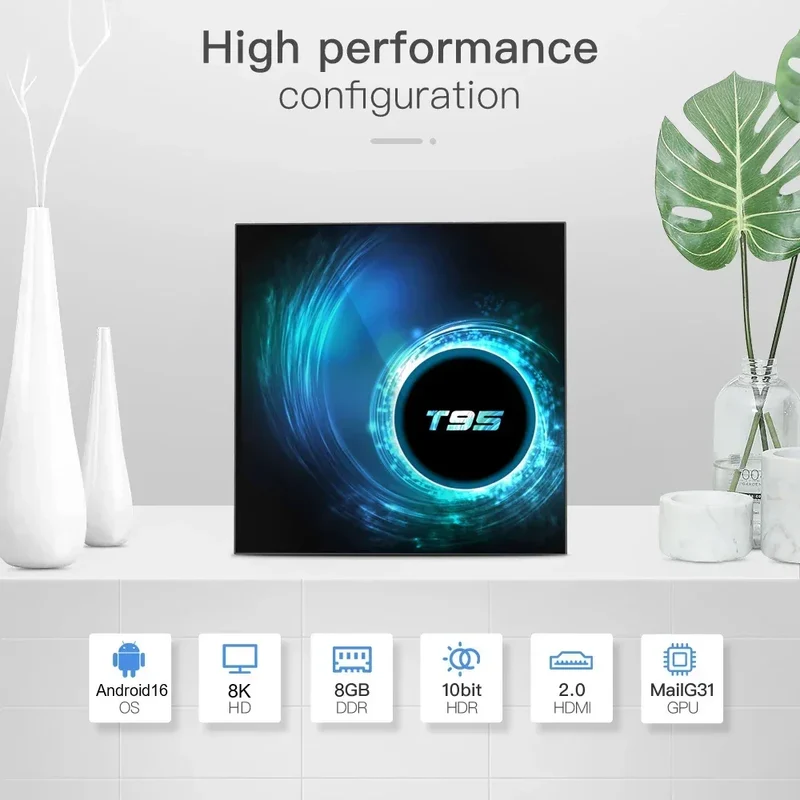 2026 New Android TV Box T95 Allwinner H616 Android 16 8GB+256GB Dual Wifi BT5.4 Ultra HD Smart Home Theater TV Box Media Player
