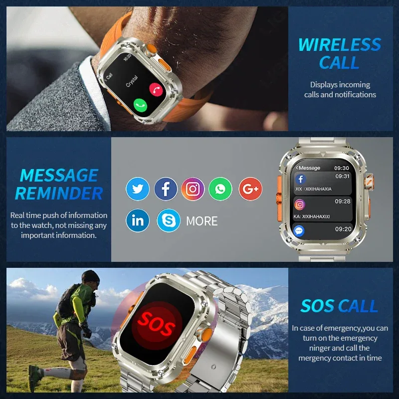 LIGE Smart Watch 2.1 inch AMOLED Health Sports Man Watch Heart Rate Bluetooth Calling Smart watch For Men Women For Android IOS