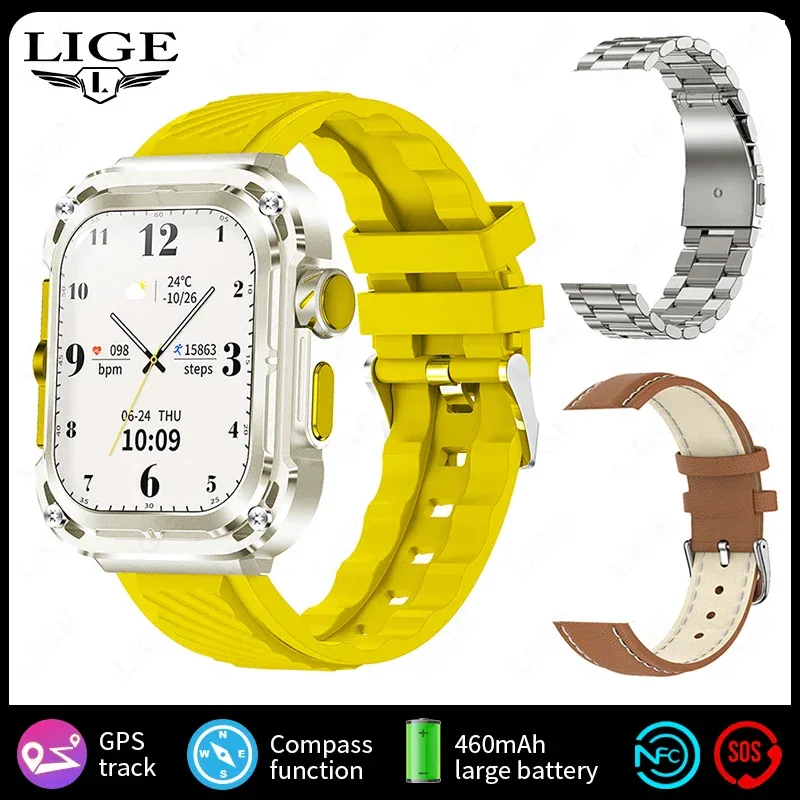 LIGE Smart Watch 2.1 inch AMOLED Health Sports Man Watch Heart Rate Bluetooth Calling Smart watch For Men Women For Android IOS