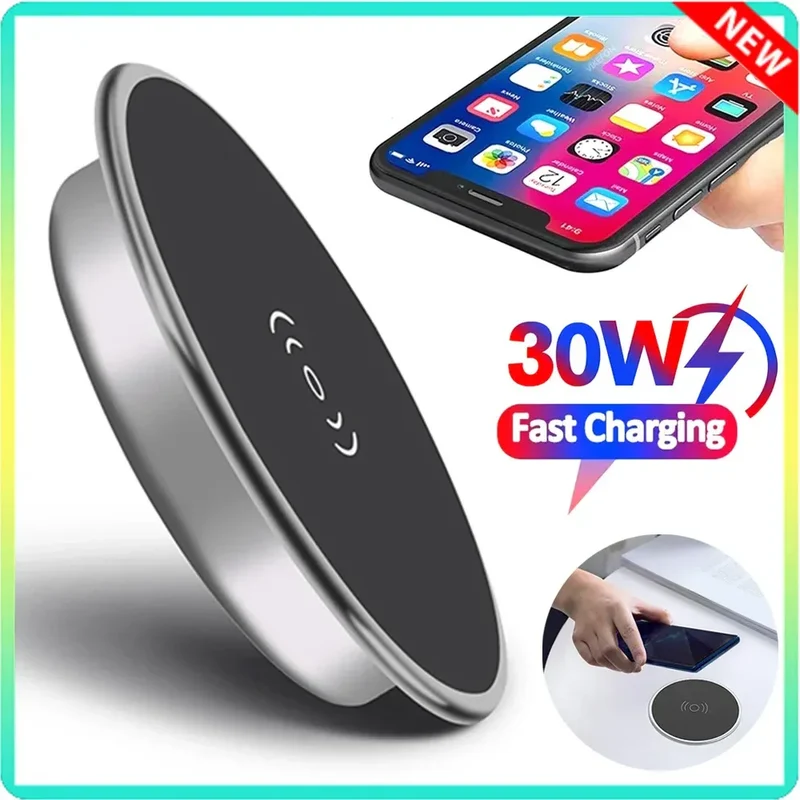 Built in Desktop Device Fast Wireless Charger 30W Quick Charger 3.0 Embedded Caricabatter Tipe C Chargeur Induction Charging