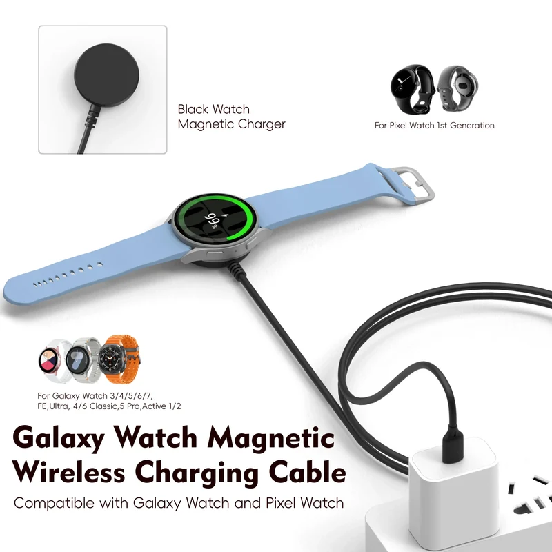 Wireless charger Galaxy Watch Charger for Galaxy Watch 3/4 5/6/7 Active1-2 Ultra FE watch cable USB-A USB-C