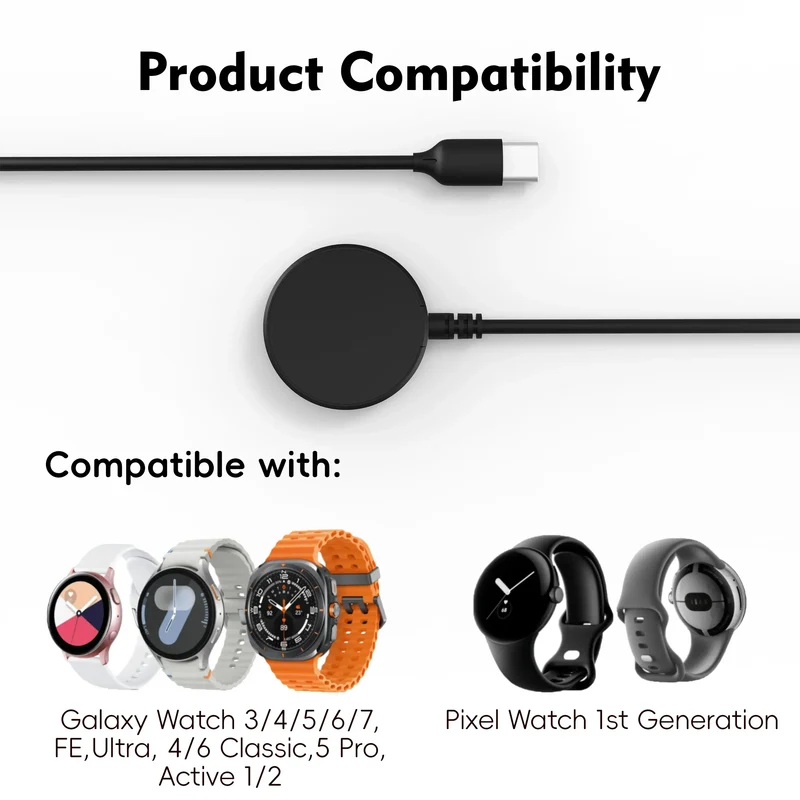 Wireless charger Galaxy Watch Charger for Galaxy Watch 3/4 5/6/7 Active1-2 Ultra FE watch cable USB-A USB-C