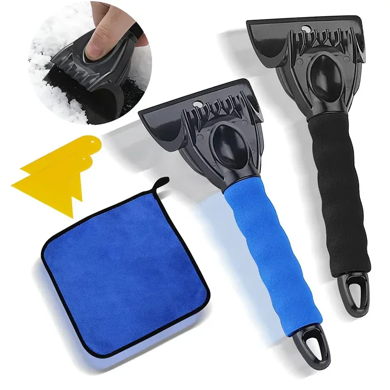 Ice Scrapers for Car Windshield Snow Scraper with Towel Vehicle Snow Frost Removal Tools Mini Snow Ice Brush Shovel Winter Use