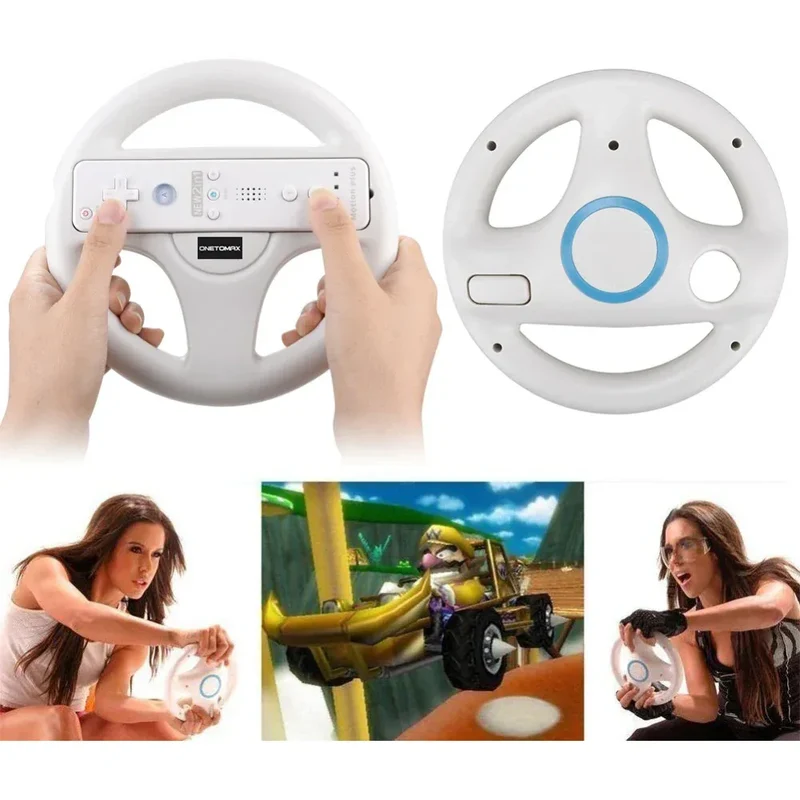 Steering Wheel For Nintendo Wii Remote Controller Mario Kart Racing Games Black White Racing Wheel Plastic Innovative Exciting