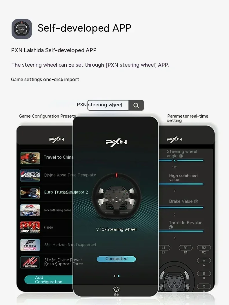 Pxn V10 Steering Wheel Gaming Controller Wired Force 900 Rotation Game Steering Wheel For Ps3/Ps4/Switch/Xbox Man Gifts Custom