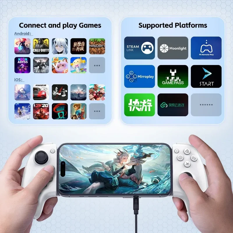 Gamwing AB01 AB02 AoBing Max Max+ Mobile Phone Game Controller Game pad Joystick Type-C Wired & BT Compatible with Android, iOS