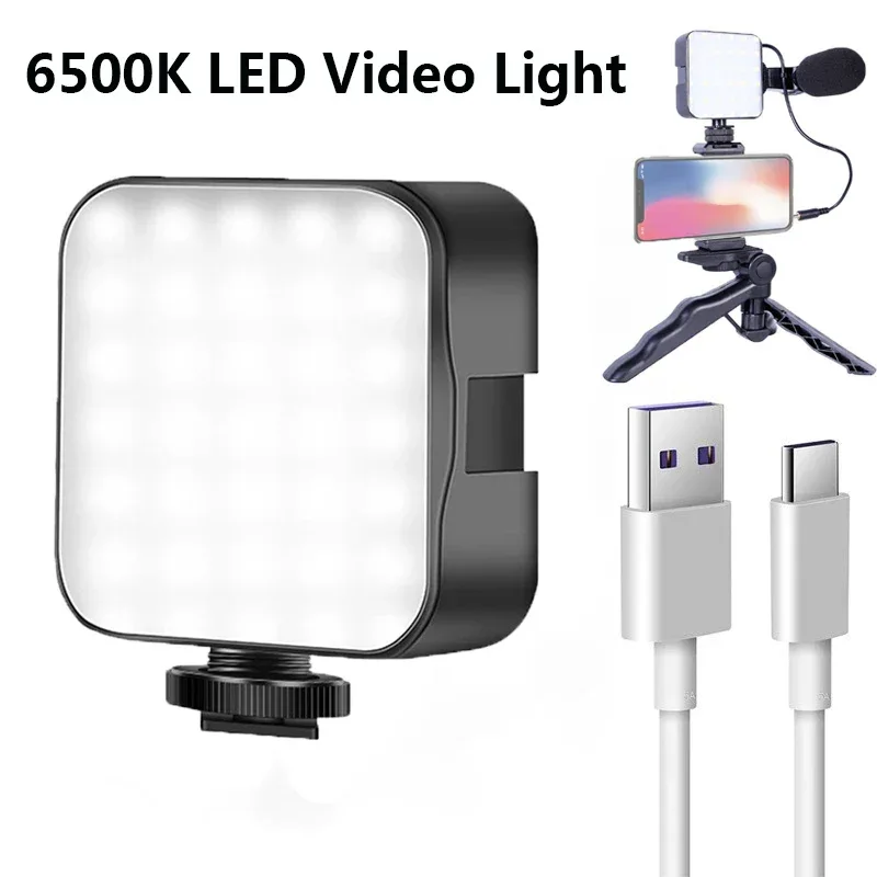 New Rechargeable 6500K LED Video Light Mini Camera Light Fill Lamp Portable Photography Lighting for Vlog Live Streaming DSLR