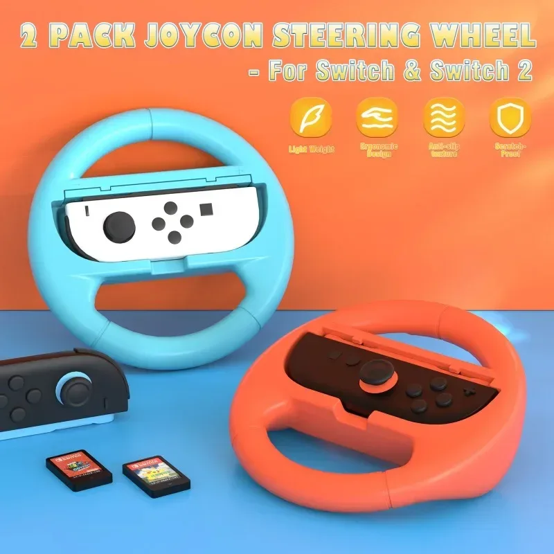 Steering Wheel Compatible with Nintendo Switch Wheel, Family Use Accessories Compatible with Switch JoyCon Controllers, 2 Pack