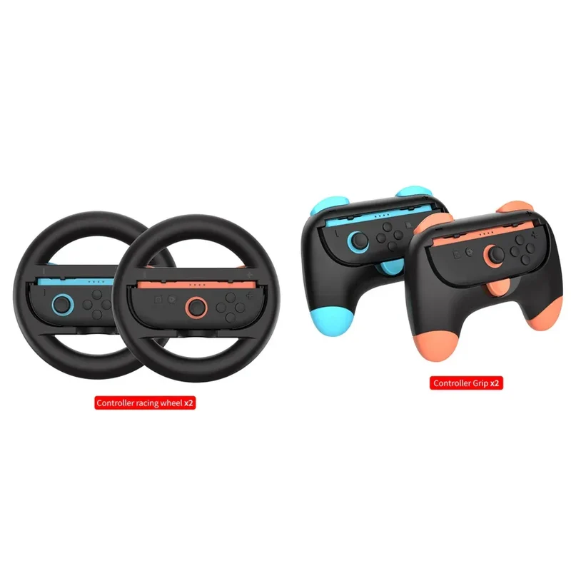 4 IN 1 Racing Steering Wheels And Hand Grips For Switch 2 2025 For J-Con Controller Game Controller Handle Grip Handle Kit