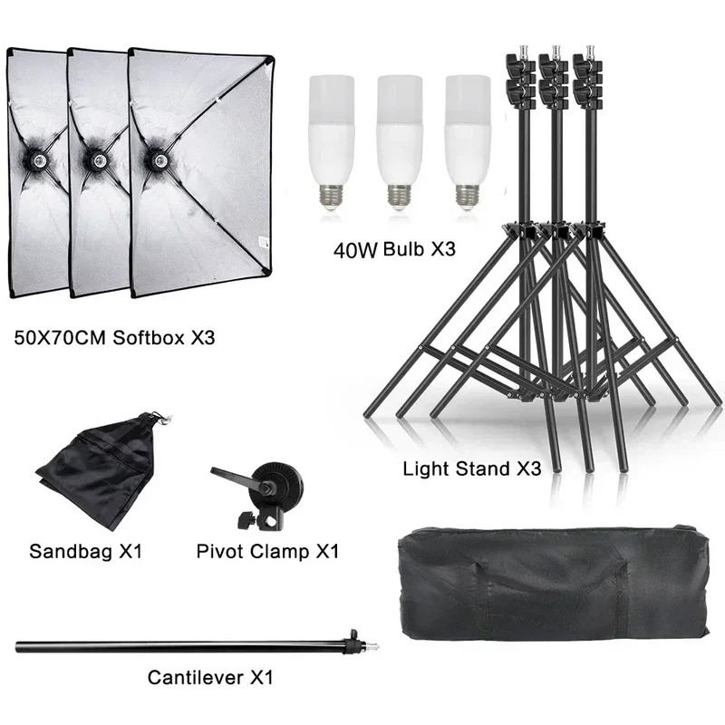 Softbox Light Photography Kit Photo 2M Tripiod for Soft Box Disc Light Led 45W Photo Studio Stand Lighting Shooting Lamp Video