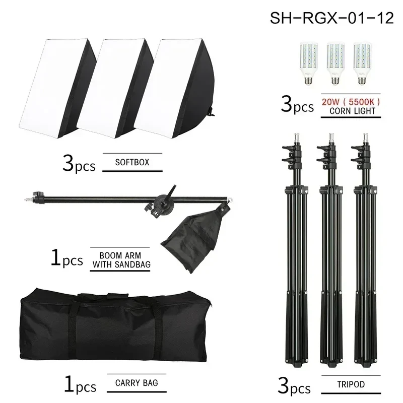 Softbox Light Photography Kit Photo 2M Tripiod for Soft Box Disc Light Led 45W Photo Studio Stand Lighting Shooting Lamp Video
