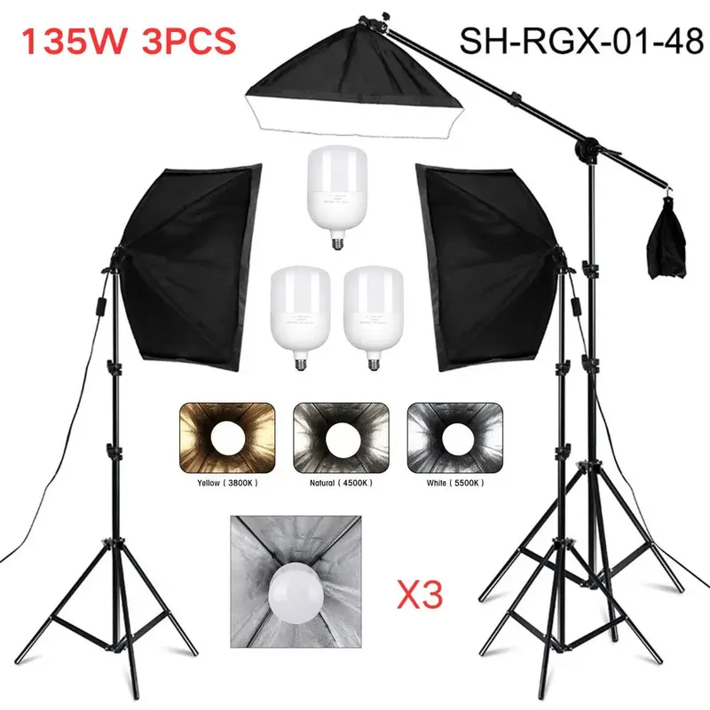 Softbox Light Photography Kit Photo 2M Tripiod for Soft Box Disc Light Led 45W Photo Studio Stand Lighting Shooting Lamp Video