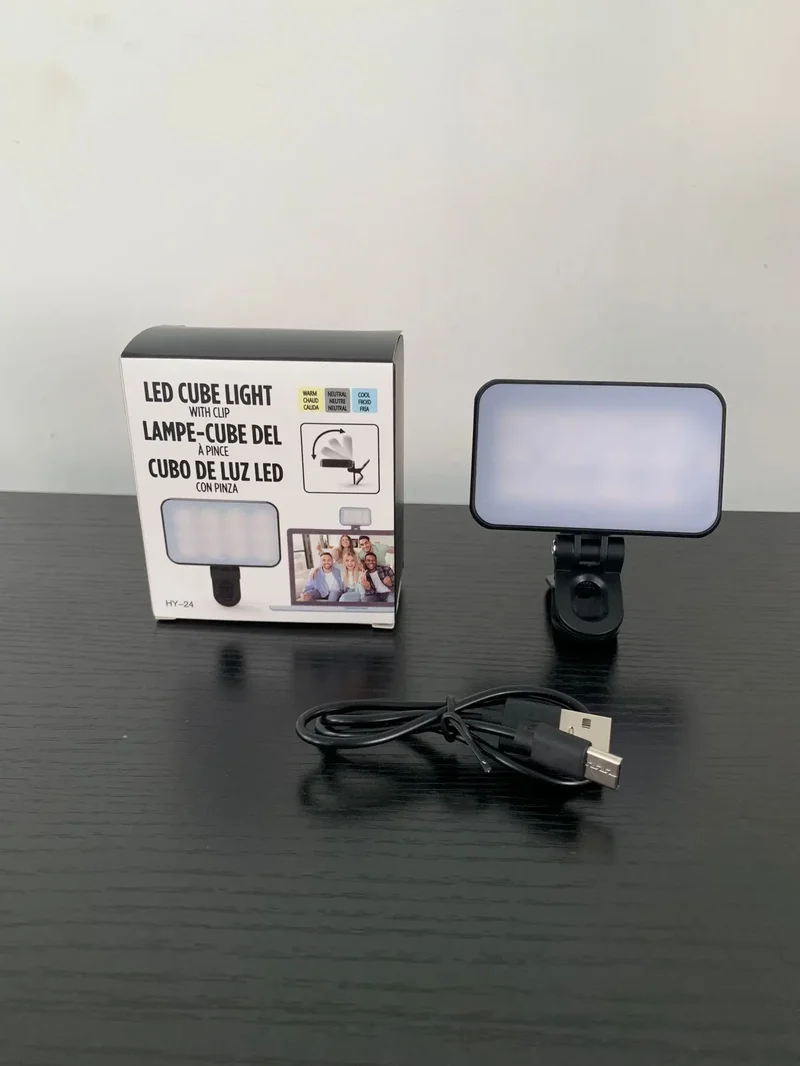 Mini Rechargeable Selfie Fill Light - 3 Color Modes, Adjustable Brightness, Clip-on LED Light for Mobile Phones & Computers