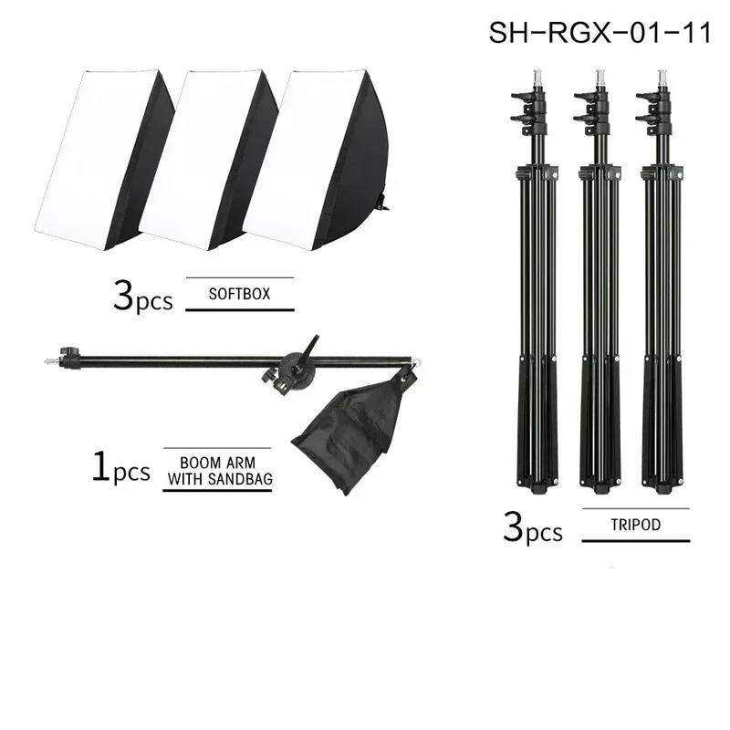 SH 50x70CM Photography Softbox Lighting Kits Professional Continuous Light System Equipment For Photo Studio