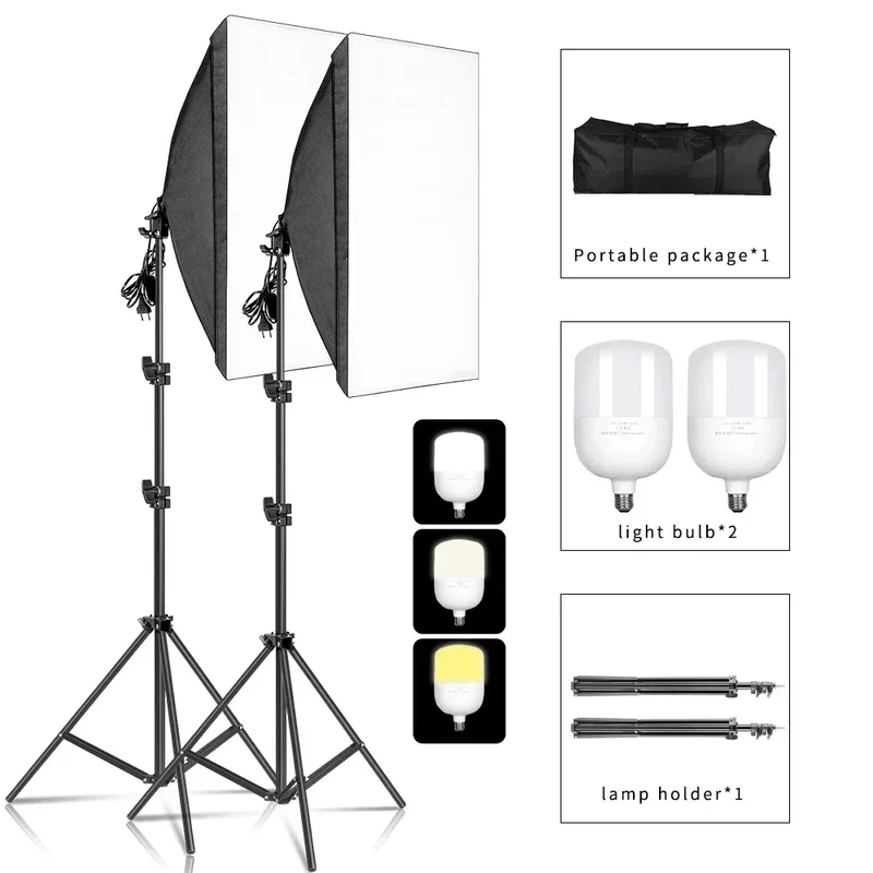 SH 50x70CM Photography Softbox Lighting Kits Professional Continuous Light System Equipment For Photo Studio
