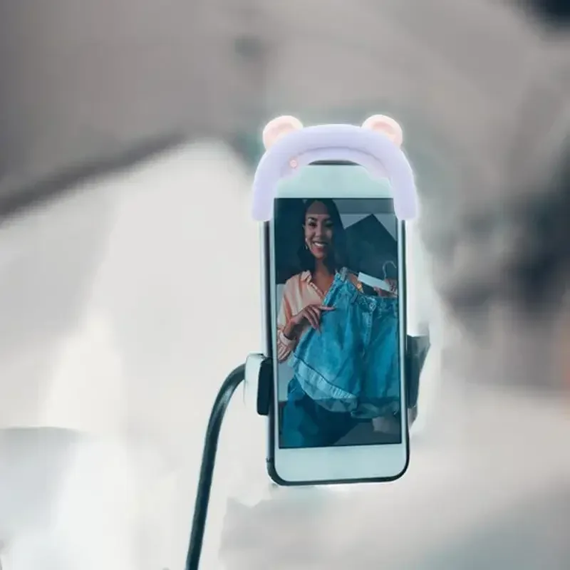 Adjustable LED Selfie Ring Light USB Rechargeable Selfie Light with 3 Modes Clip on Selfie Fill Li