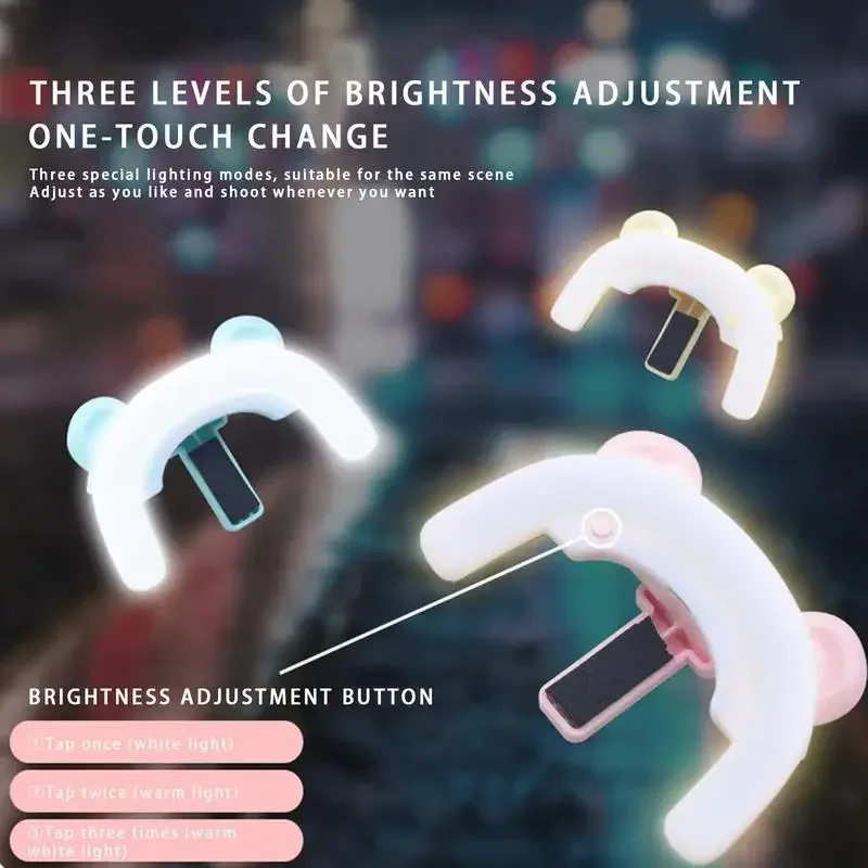 Adjustable LED Selfie Ring Light USB Rechargeable Selfie Light with 3 Modes Clip on Selfie Fill Li