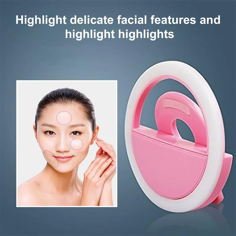 Universal Clip-On LED Selfie Ring Light, Rechargeable and Portable with 3 Adjustable Brightness Levels for All Phones