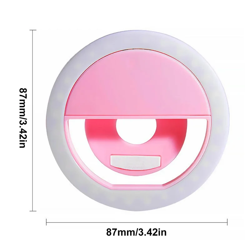 Universal Clip-On LED Selfie Ring Light, Rechargeable and Portable with 3 Adjustable Brightness Levels for All Phones