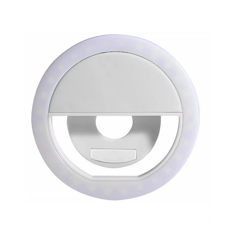 Universal Clip-On LED Selfie Ring Light, Rechargeable and Portable with 3 Adjustable Brightness Levels for All Phones