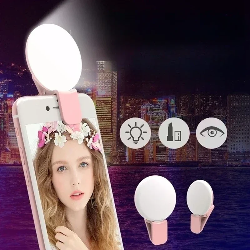 Mobile Phone LED Selfie Ring Light Portable Mini Durable Practical Three Stop Dimming Circle Photography Clip Fill Light