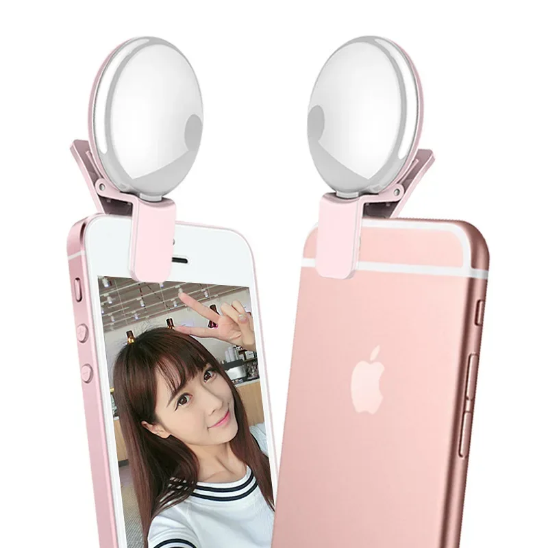 Mobile Phone LED Selfie Ring Light Portable Mini Durable Practical Three Stop Dimming Circle Photography Clip Fill Light