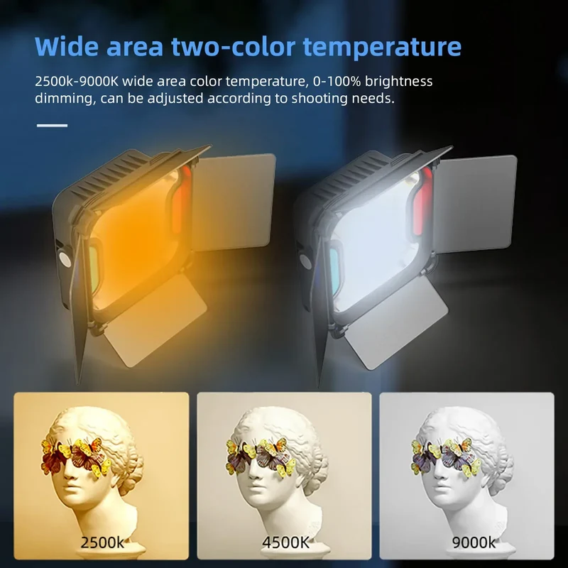BAFANG BF-30W LED Video Light Panel Photography Fill Light 2500K-9000K Dimmable CRI95w 4leaf Barn Door Magnetic U-shaped Bracket