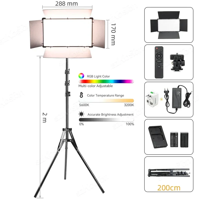 RGB Photography Video LED Fill Light Panel Photo Studio Lamp Kit For Video Recording Shoot Youtube Tiktok Live Streaming Lamp