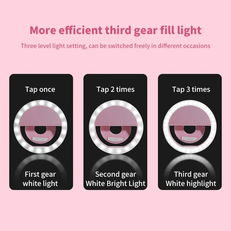 USB Charge LED Selfie Ring Light Mobile Phone Lens For Phone Selfie Light