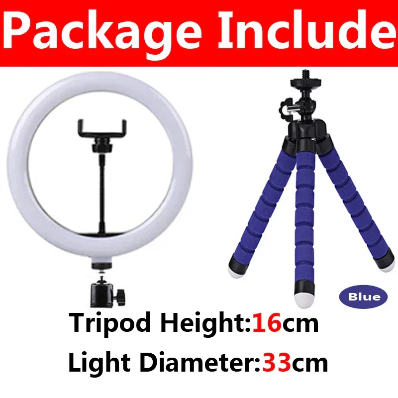 10 inch LED Selfie Ring Light Dimmable Photography Fill Lamp with Mini tripod for Mobile Phone Live Video Photo Studio Ringlight
