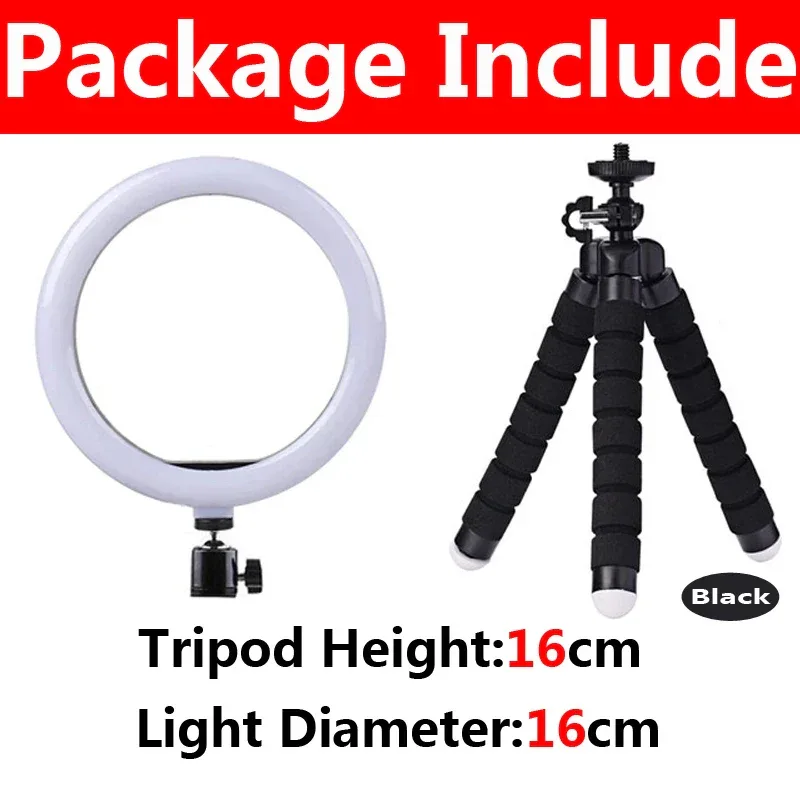 10 inch LED Selfie Ring Light Dimmable Photography Fill Lamp with Mini tripod for Mobile Phone Live Video Photo Studio Ringlight